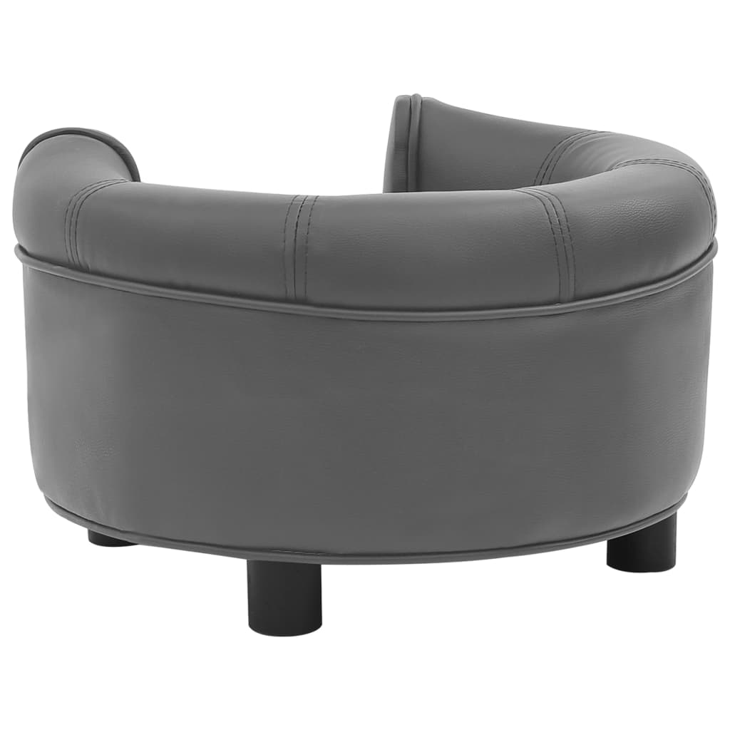 NNEVL Dog Sofa Grey 48x48x32 cm Plush and Faux Leather-4