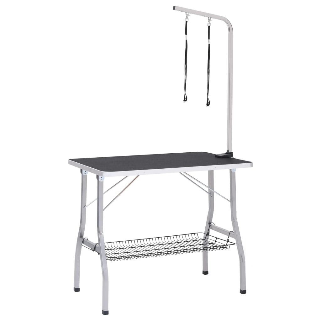 NNEVL Adjustable Dog Grooming Table with 2 Loops and Basket
