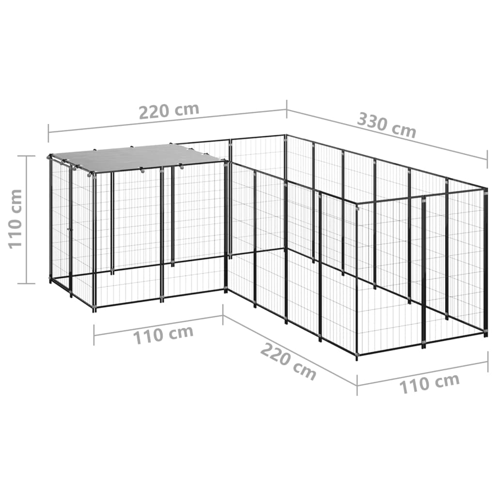 NNEVL Dog Kennel Black 4.84 m² Steel-4