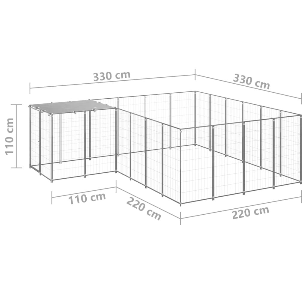 NNEVL Dog Kennel Silver 8.47 m² Steel-4