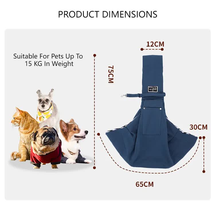 NNEDSZ Black Adjustable Pet Sling Carrier Bag - Comfortable and Hands-Free Design