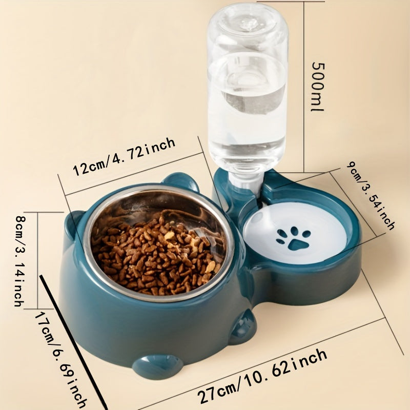 NNETM 2-in-1 Pet Feeder with Automatic Water Dispenser