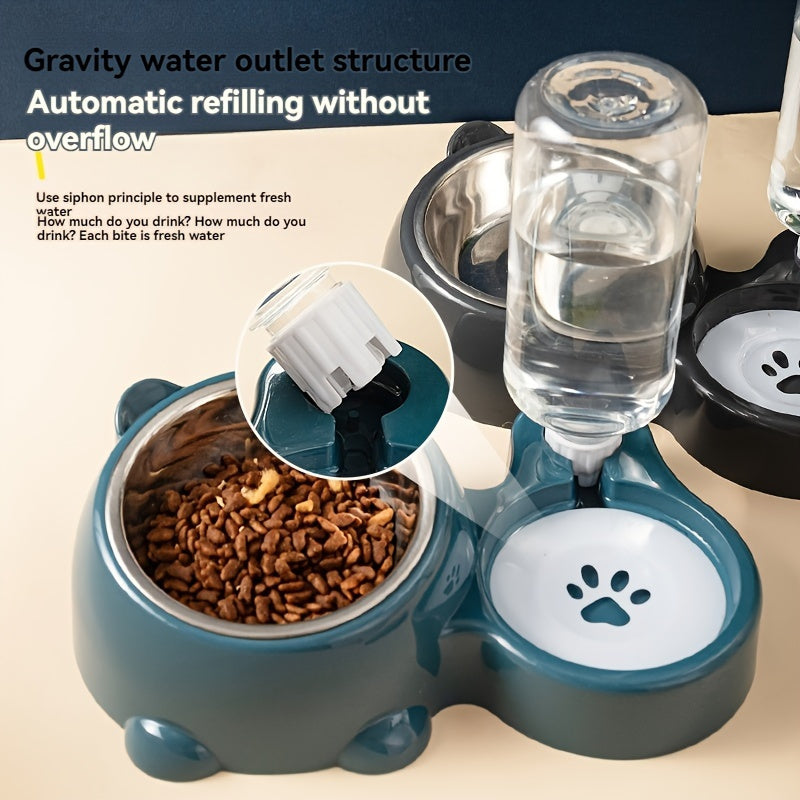 NNETM 2-in-1 Pet Feeder with Automatic Water Dispenser
