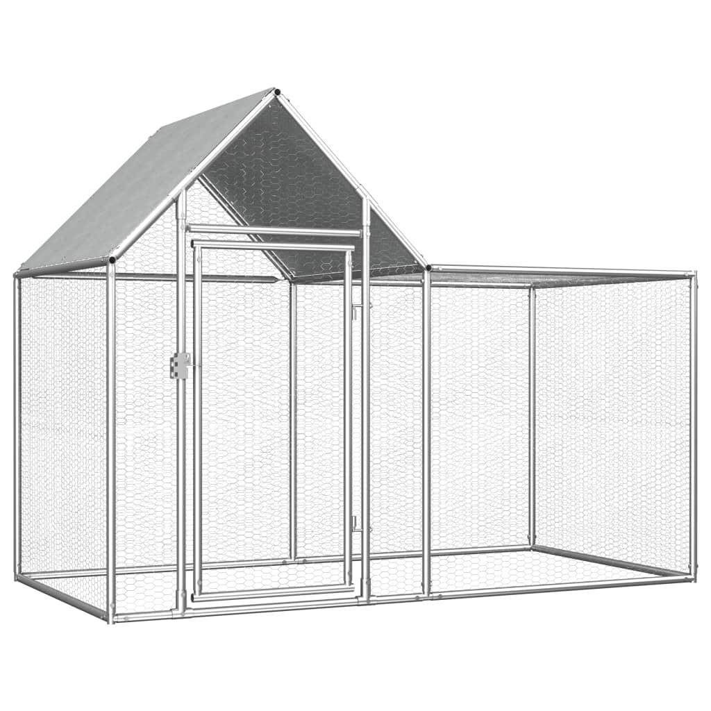 NNEVL Chicken Coop 2x1x1.5 m Galvanised Steel-0