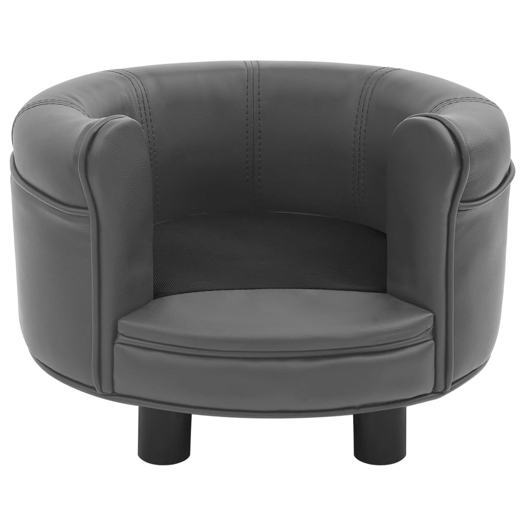 NNEVL Dog Sofa Grey 48x48x32 cm Plush and Faux Leather-2