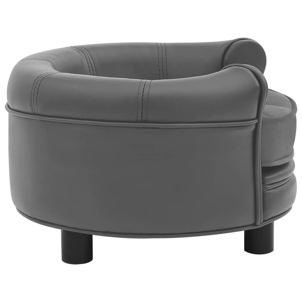 NNEVL Dog Sofa Grey 48x48x32 cm Plush and Faux Leather-3