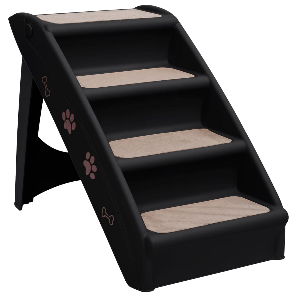 NNEVL Folding Dog Stairs Black 62x40x49.5 cm-1