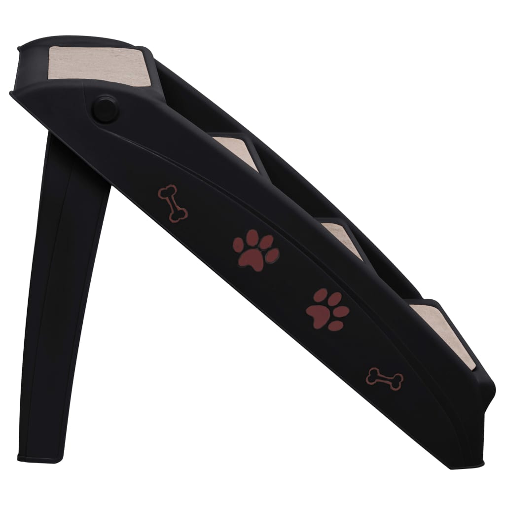 NNEVL Folding Dog Stairs Black 62x40x49.5 cm-2