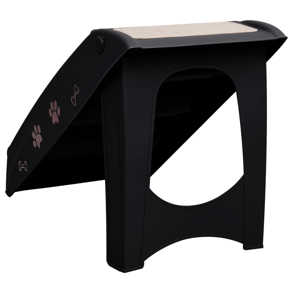 NNEVL Folding Dog Stairs Black 62x40x49.5 cm-3