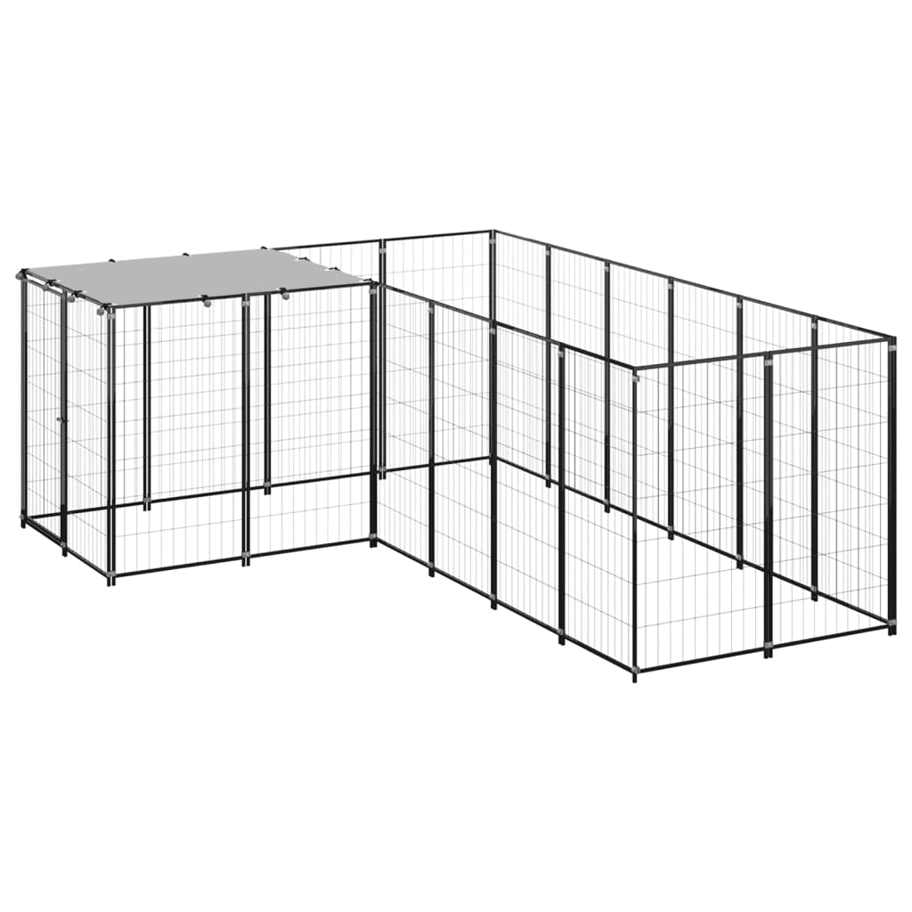 NNEVL Dog Kennel Black 4.84 m² Steel-0