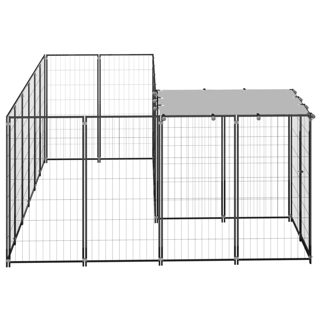 NNEVL Dog Kennel Black 4.84 m² Steel-1