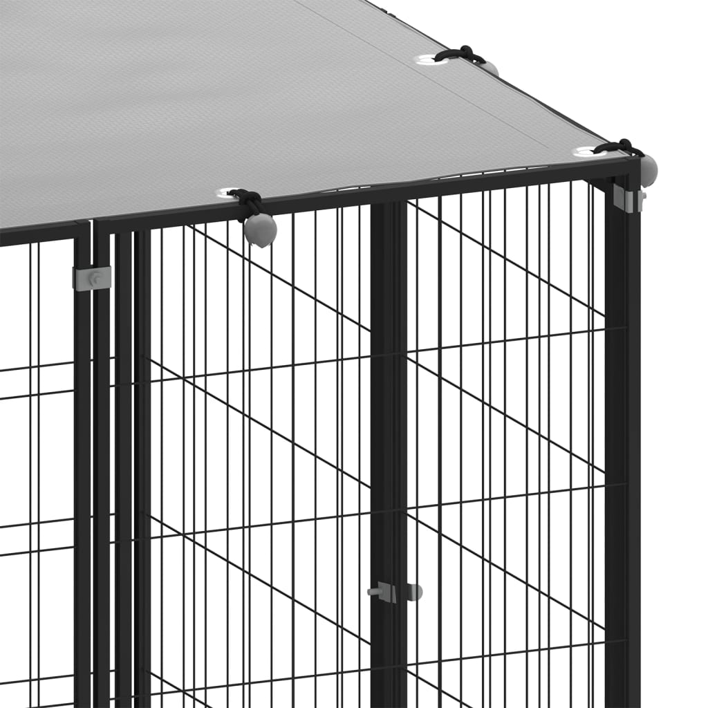 NNEVL Dog Kennel Black 4.84 m² Steel-3