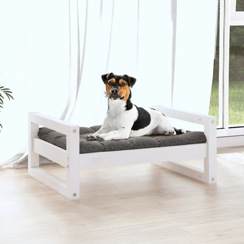 NNEVL Dog Bed White 55.5x45.5x28 cm Solid Pine Wood-2