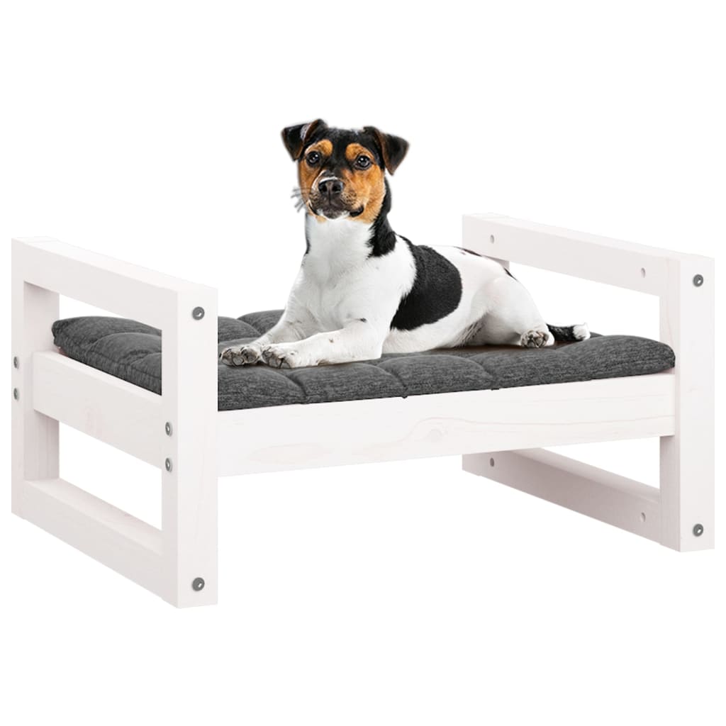 NNEVL Dog Bed White 55.5x45.5x28 cm Solid Pine Wood-3