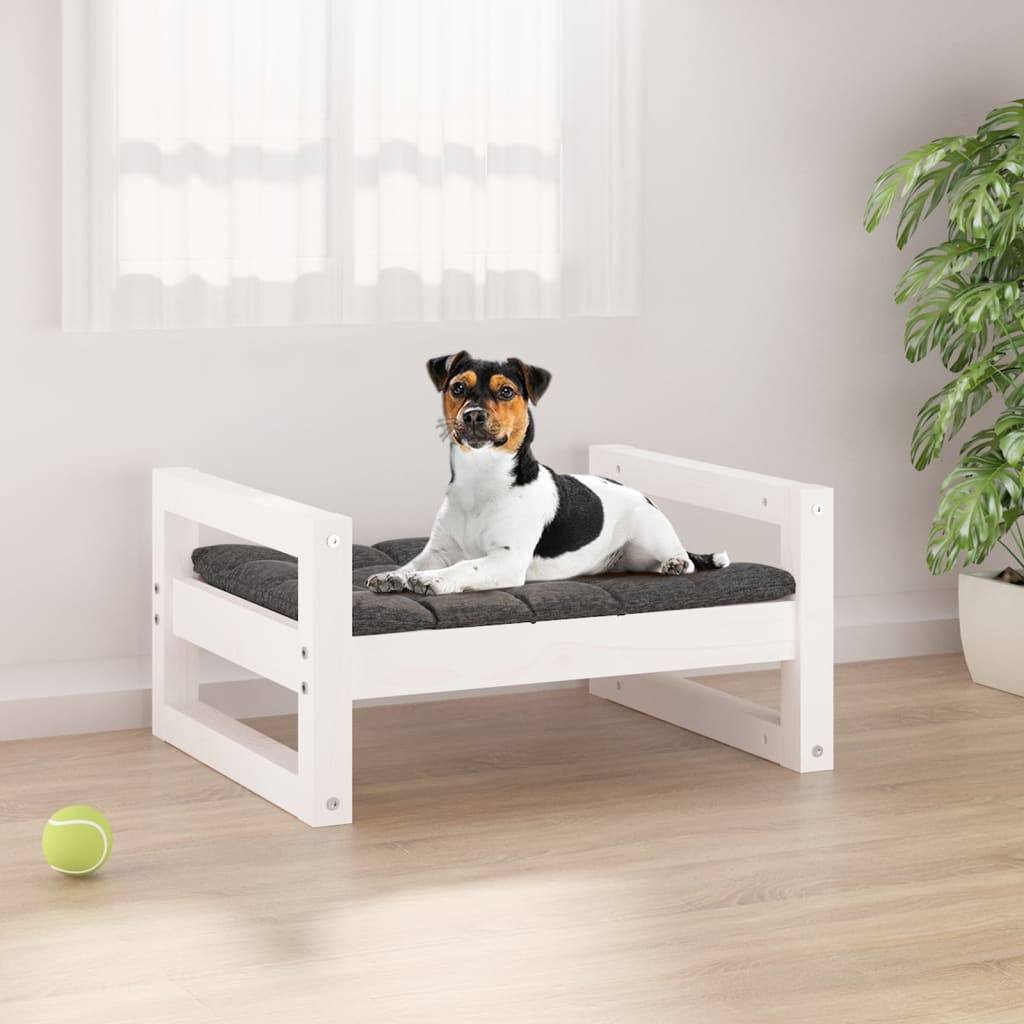 NNEVL Dog Bed White 55.5x45.5x28 cm Solid Pine Wood-0