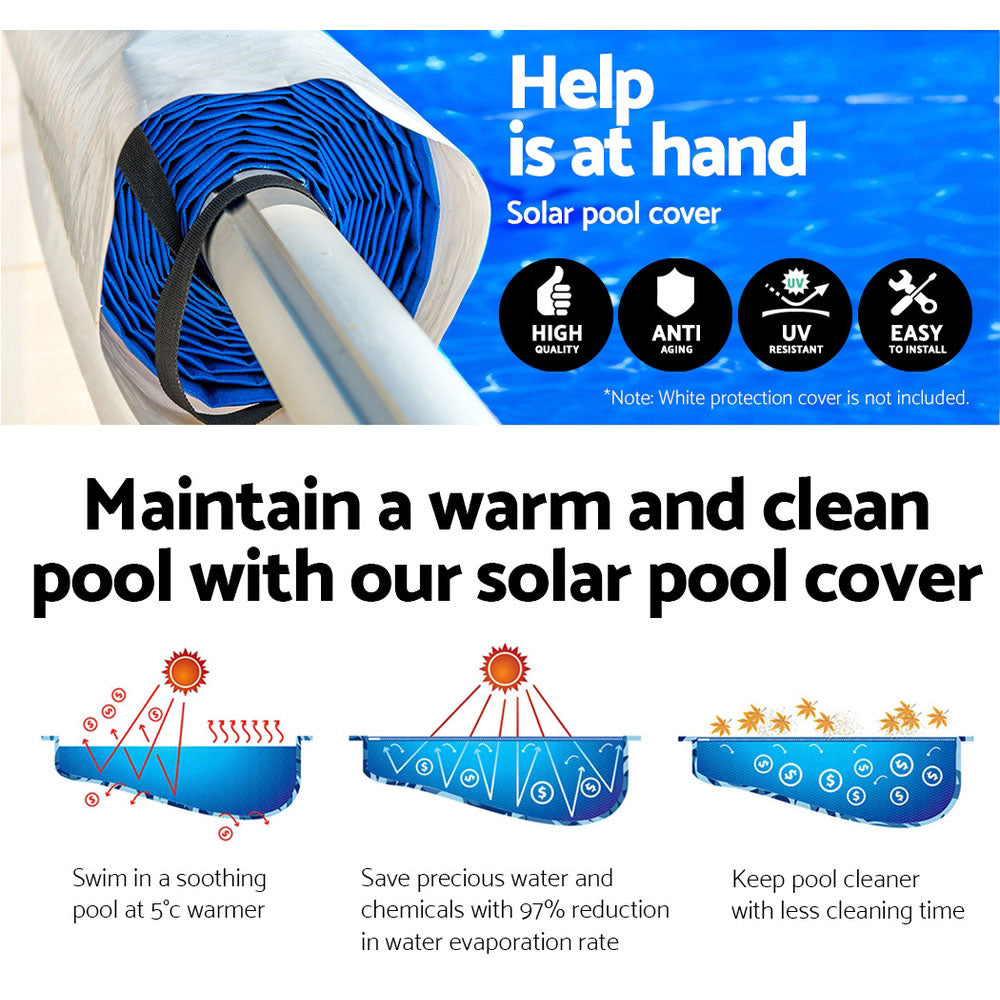 NNEDSZ  6.5x3m Pool Cover Rolloer Swimming Solar Blanket Covers Bubble Heater-4