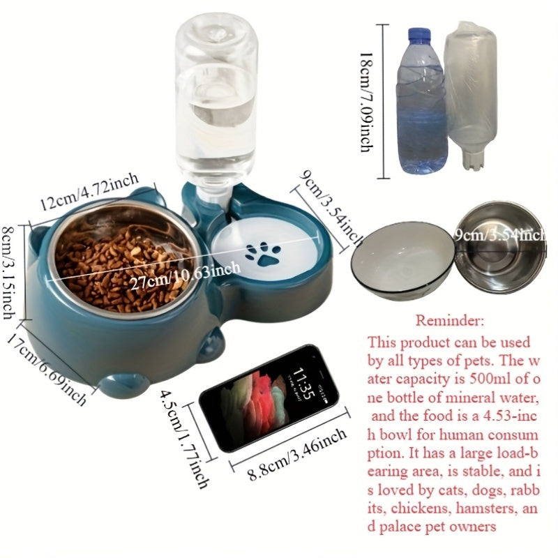 NNETM 2-in-1 Pet Feeder with Automatic Water Dispenser