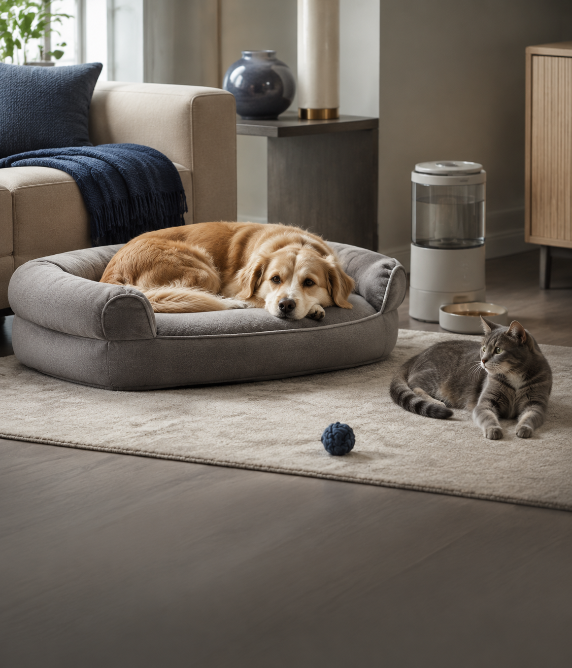 A comfortable pet enjoying everyday life